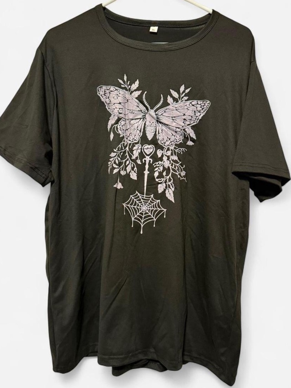Oversized Moth Graphic Tee XL Black Soft Goth Shirt